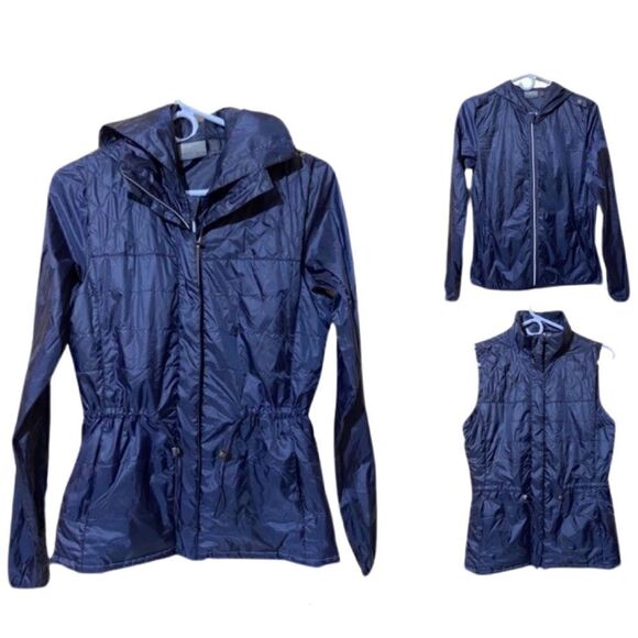 Nanette Lepore Jackets & Blazers - Nanette Lepore Navy Lightweight Convertible Jacket & Vest Windbreaker